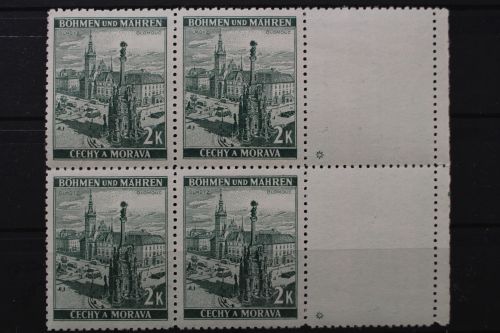 Böhmen & Mähren, MiNr. 31, 4er Block, re. Rand, Leerfeld mit Sternen, postfrisch