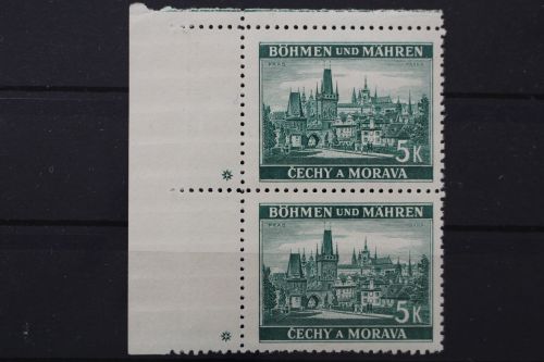 Böhmen & Mähren, MiNr. 35, Paar, Ecke li. oben mit Kreuzstern, postfrisch