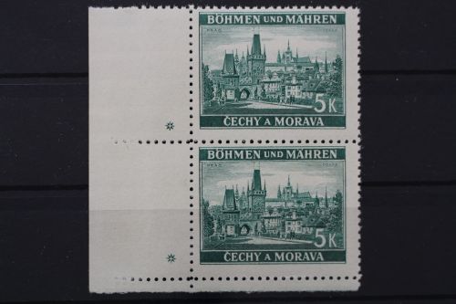 Böhmen & Mähren, MiNr. 35, Paar, Ecke li. unten mit Kreuzsternen, postfrisch