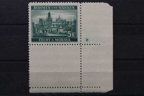 Böhmen & Mähren, MiNr. 35, Ecke re. unten mit Stern u. Leerfeld, postfrisch