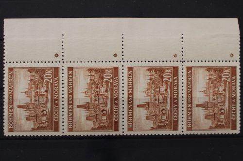Böhmen & Mähren, MiNr. 37, 4er Streifen, re. Rand mit Kreuzsternen, postfrisch