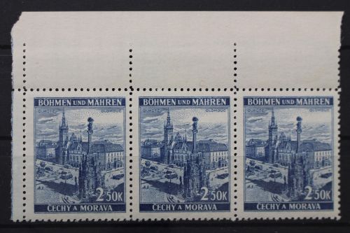Böhmen & Mähren, MiNr. 32, Dreierstreifen, Ecke links oben, postfrisch