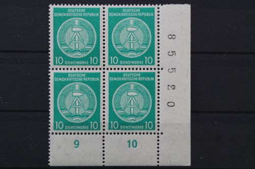 DDR Dienst A, MiNr. 35 B, 4er Block, Ecke re. unten, BZN, postfrisch