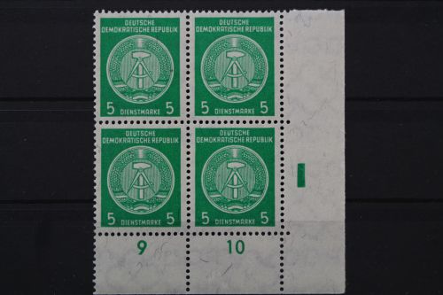 DDR Dienst A, MiNr. 34 B, 4er Block, Ecke re. unten, postfrisch
