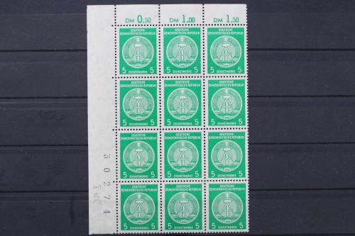 DDR Dienst A, MiNr. 34 B, 12er Block, Ecke li. oben, postfrisch