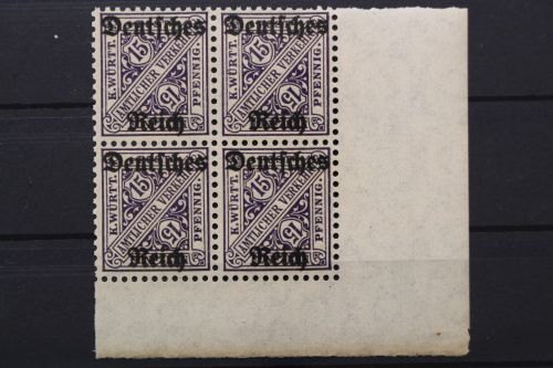 Deutsches Reich Dienst, MiNr. 59, 4er Block, Ecke re. u., postfrisch