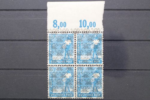 Bizone, MiNr. 43 II, 4er Block Oberrand, Platte, ndgz, postfrisch