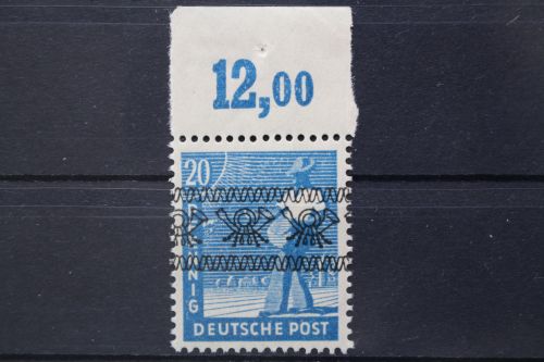 Bizone, MiNr. 43 I, Oberrand 12,00, Platte, postfrisch