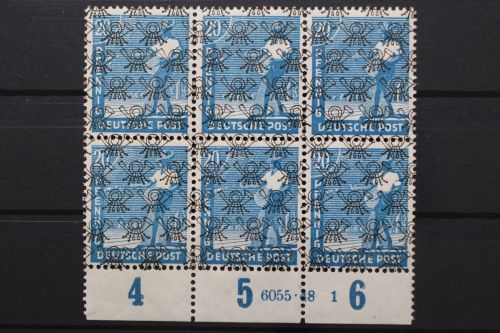 Bizone, MiNr. 43 II, 6er Block, Unterrand mit HAN, postfrisch