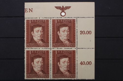 Generalgouvernement, MiNr. 124, 4er Block, Ecke rechts oben, postfrisch