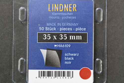 Lindner Klemmtaschen, 50 Stück, schwarz, 35 x 35 mm