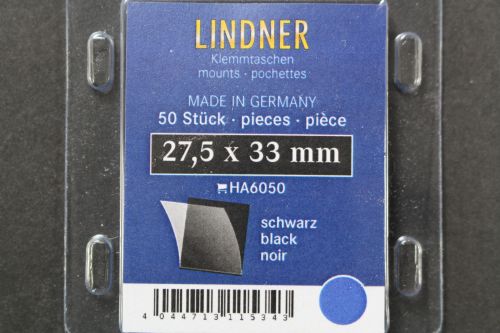 Lindner-Klemmtaschen, 50 Stück, schwarz, 27,5 x 33 mm