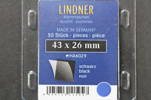 Lindner-Klemmtaschen, 50 Stück, schwarz, 43 x 26 mm