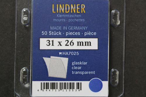 Lindner-Klemmtaschen, 50 Stück, glasklar, 31 x 26 mm