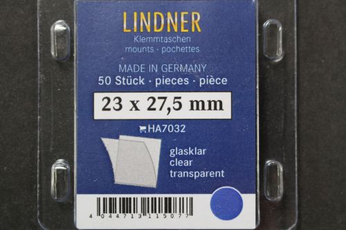 Lindner-Klemmtaschen, 50 Stück, glasklar, 23 x 27,5 mm