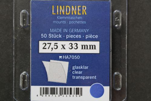 Lindner-Klemmtaschen, 50 Stück, glasklar, 27,5 x 33 mm