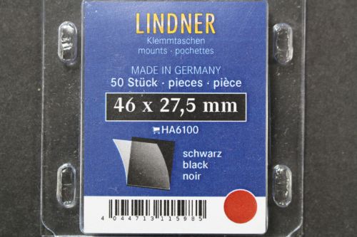 Lindner-Klemmtaschen, 50 Stück, schwarz, 46 x 27,5 mm
