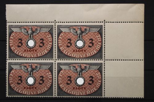 Generalgouvernement Dienst, MiNr. 14, 4er Block, Ecke rechts unten, postfrisch