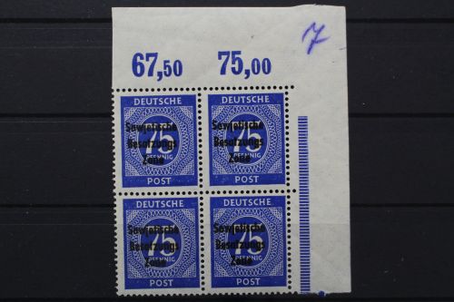 Sowj. Zone, MiNr. 210, 4er Block, Ecke re. oben, ndgz, postfrisch