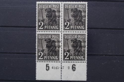 Sowj. Zone, MiNr. 182, 4er Block, U-Rand mit HAN, ungebraucht