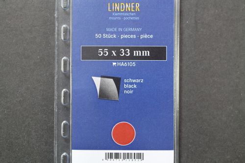 Lindner-Klemmtaschen, 50 Stück, schwarz, 55 x 33 mm