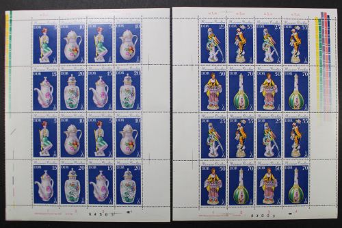 DDR, MiNr. 2464-2471, 2 Zd-Bogen m. Leerfeldern, FN I/1, postfrisch