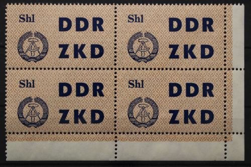 DDR Dienst C, MiNr. 14, 4er Block, Ecke rechts unten, postfrisch