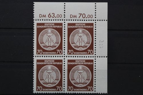 DDR Dienst A, MiNr. 27 x, 4er Block, Ecke rechts oben, postfrisch