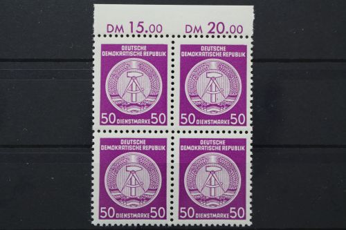 DDR Dienst A, MiNr. 26 x, 4er Block, OR 15,00/20,00, postfrisch