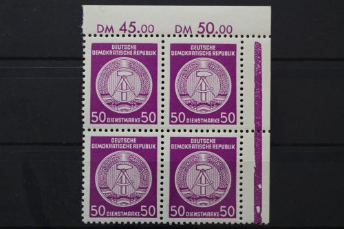 DDR Dienst A, MiNr. 26 x, 4er Block, Ecke rechts oben, postfrisch