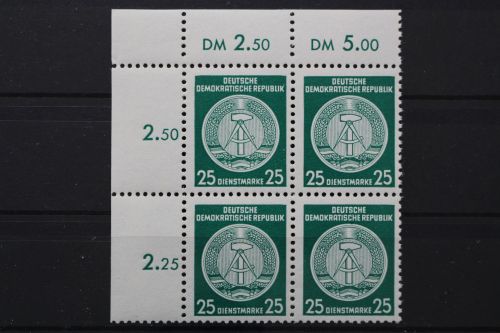 DDR Dienst A, MiNr. 23 x, 4er Block, Ecke links oben, postfrisch