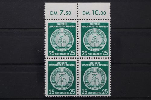 DDR Dienst A, MiNr. 23 x, 4er Block, OR 7,50/10,00, postfrisch