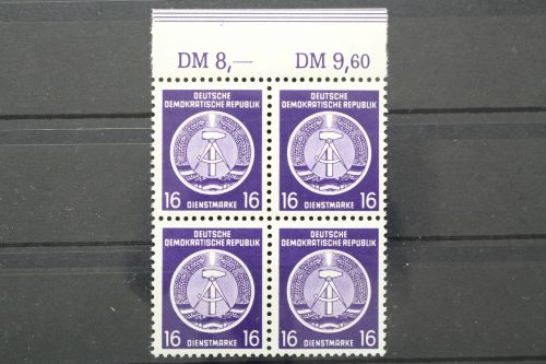 DDR Dienst A, MiNr. 7 x, 4er Block, OR 8/9,60, postfrisch