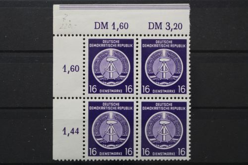 DDR Dienst A, MiNr. 7 x, 4er Block, Ecke links oben, postfrisch