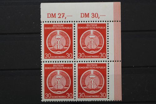 DDR Dienst A, MiNr. 11 x, 4er Block, Ecke rechts oben, postfrisch