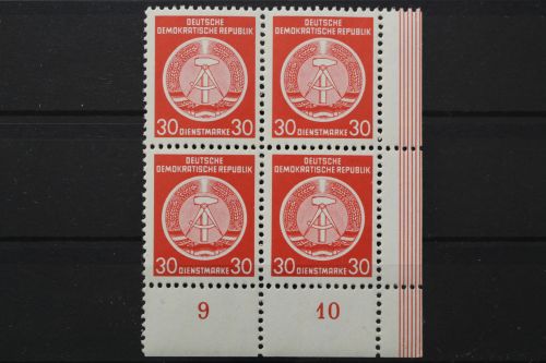 DDR Dienst A, MiNr. 11 x, 4er Block Ecke rechts unten, postfrisch