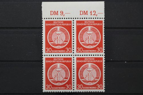 DDR Dienst A, MiNr. 11 x, 4er Block, Oberrand 9/12, postfrisch