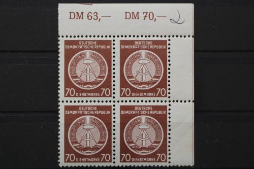 DDR Dienst A, MiNr. 16 x, 4er Block, Ecke rechts oben, postfrisch