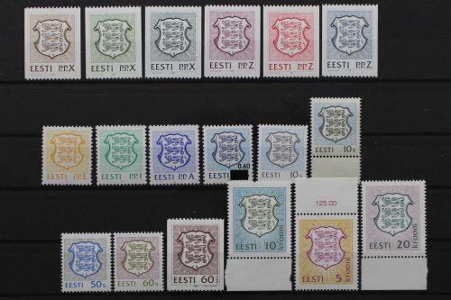 Estland, Partie aus 1992-1993, Staatswappen, postfrisch/MNH