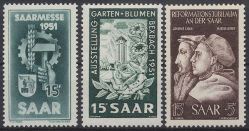 Saarland, MiNr. 306, 307 und 308, postfrisch