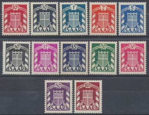 Saarland Dienstmarken, MiNr. 33-44, postfrisch