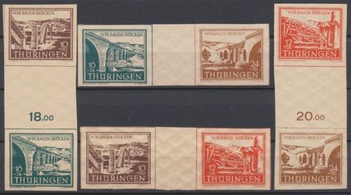 Sowjetische Zone, MiNr. W Zd 1 + 2 + S Zd 1 + 2, postfrisch