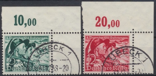 Deutsches Reich, MiNr. 684-685 y, Eckrand rechts oben, gestempelt