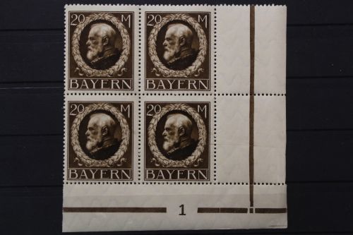 Bayern, MiNr. 109 I A, 4er Block, Ecke rechts unten, postfrisch