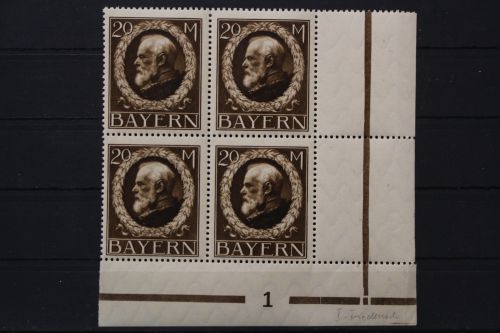 Bayern, MiNr. 109 I A, 4er Block, Ecke rechts unten, postfrisch