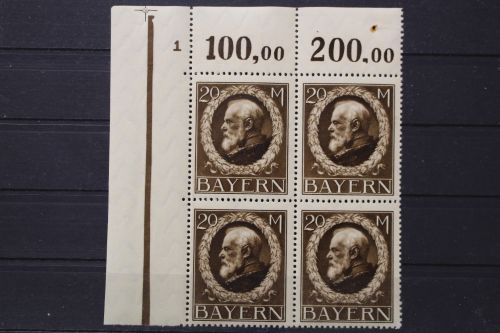 Bayern, MiNr. 109 I A, 4er Block, Ecke links oben, postfrisch