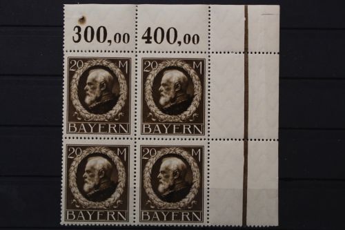 Bayern, MiNr. 109 I A, 4er Block, Ecke rechts oben, postfrisch