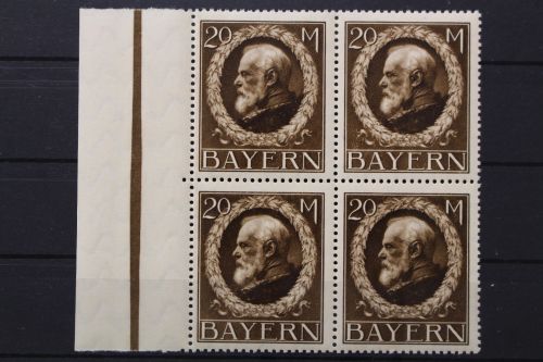 Bayern, MiNr. 109 I A, 4er Block, linker Rand, postfrisch