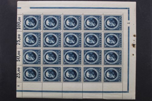 Bayern, MiNr. 107 I a, 20er Bogen, postfrisch