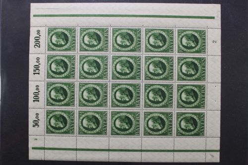 Bayern, MiNr. 108 II A, 20er Bogen, postfrisch